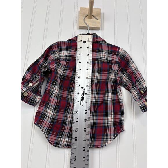 Gap Baby Button Down 3-6M Plaid Multicolor Long Sleeve Shirt with Pockets #152 - Picture 12 of 14
